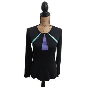 Victoria's Secret Sport Black Long Sleeve Cut Out Design Stretch Shirt Sz XS